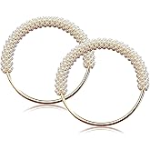 TXIN 2 Pieces Pearl Beaded Purse Handle, Imitation Pearl Decor Handbag Handle, Short Replacement Bag Chain Accessories with Golden Ring for DIY Handmade Woven Crochet Bag Purse Making Supplies (White)
