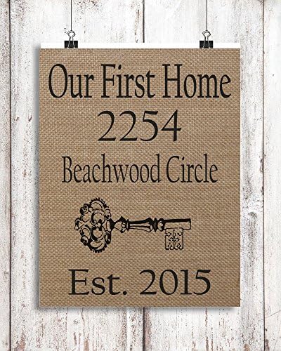 Personalized Our First Home Natural Burlap Address Sign 8"x10"