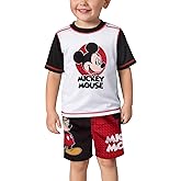 Disney Boys Rash Guard Set - 2 Piece Mickey Mouse Cars Lighting McQueen Buzz Lightyear Lilo and Stitch Boys Swim Set