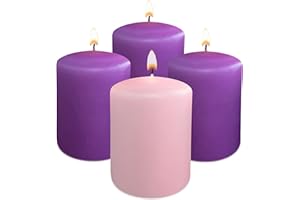 Hyoola Advent Candles Set of 4 - Unscented Pillar Candles 2x3 Inch - Made in Europe - Holiday & Advent Wreath Candles