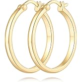 Aidomiya Gold Hoop Earrings for Women 14K Gold Hoop Earrings for Women Earring for Womens Hoops Understated Elegance with Smooth Lines Hoops Earring for Womens 20/25/30/40mm