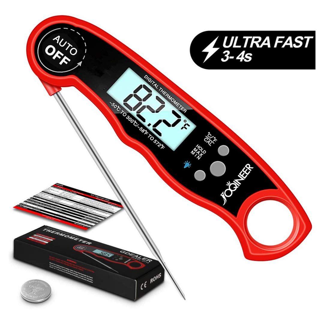Internal Meat Thermometer Long Probe Instant Read Fast Meat Thermapen