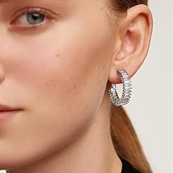 GLOQUAT CZ Silver Hoop Earrings 925 Sterling Silver