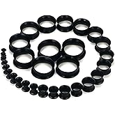 Kwoencxi 10G-25mm Thin & Thick Silicone Ear Gauges Tunnels Stretching Kit Double Flared Rubber Gauges Tunnels Plugs Flexible Soft Tunnels Earrings Gauge Kit for Women Men
