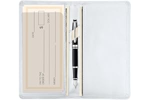 Sanlykate Checkbook Cover with Pen Slot, RFID Blocking PU Leather Standard Register Case for Top & Side Tear Checks, Free Divider