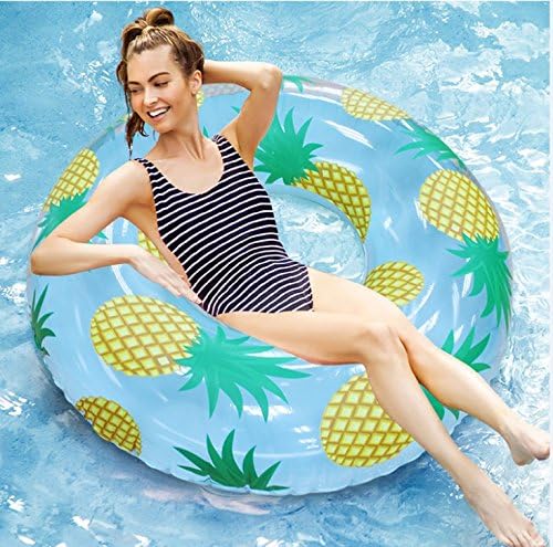 Veslagy Swimming Ring Giant Pool Float Mattress Tail Swimming Circle Adult Beach Summer Water Inflatable Toy pineapple 104 brown