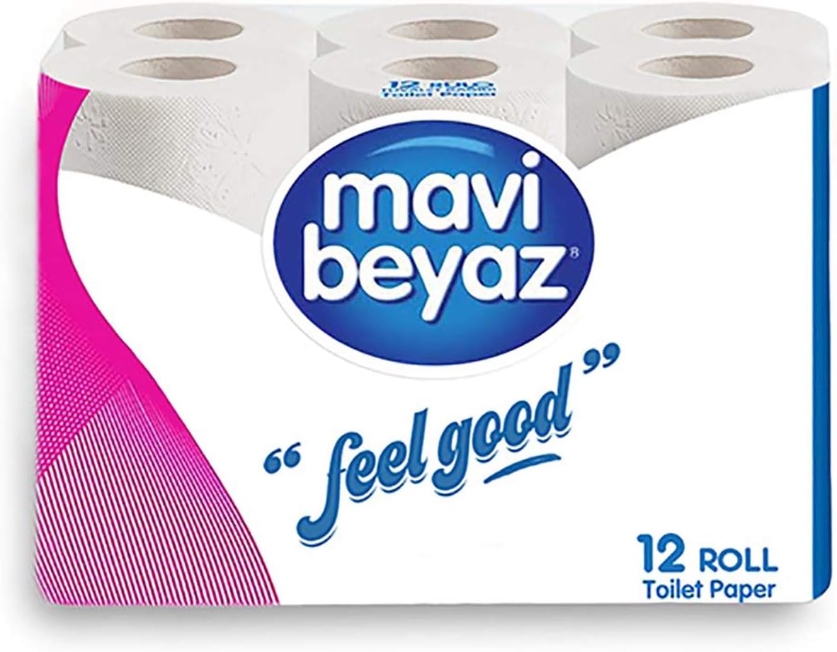 Mavi Beyaz Soft Toilet Paper 100% Cellulose- 12 Rolls/ Case , 2-Ply, White, 150 Sheets / Roll: Health & Personal Care