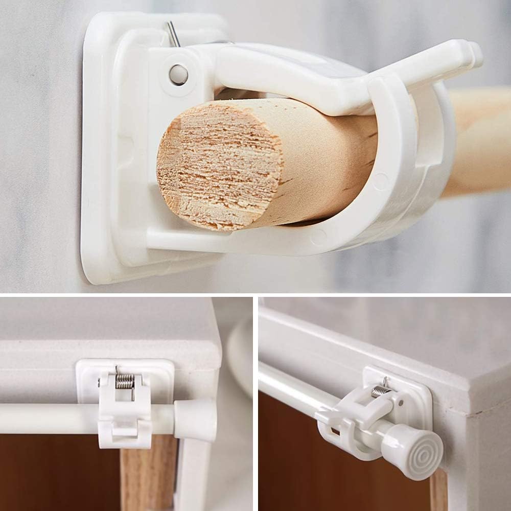 Self Adhesive Curtain Rod Bracket, 8 PCS Drapery Hook Holders Fixings Rod Holder Nail Free Smart Rod Bracket Holders, No Drill Curtain Rod Brackets for Home Bathroom and Hotel Use: Home & Kitchen
