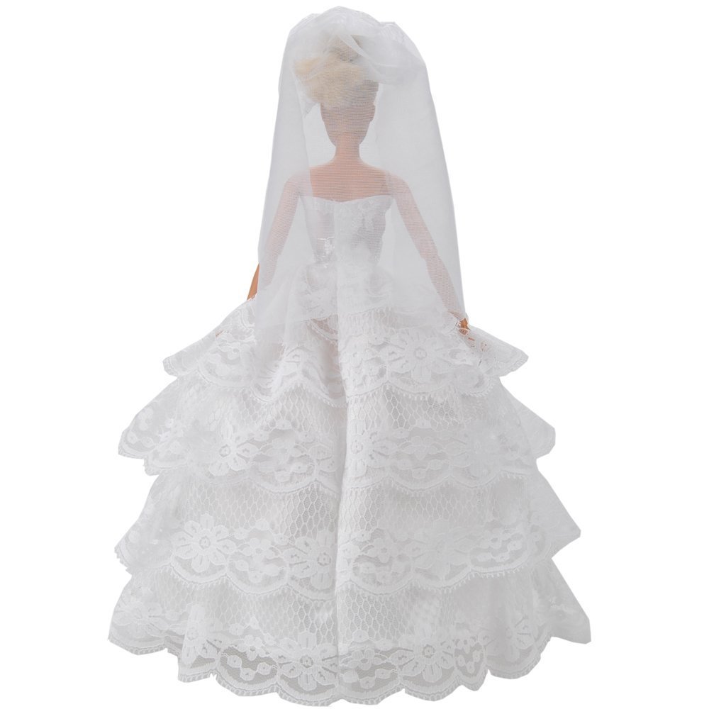 Barbie Wedding Gown With White Lace Details Complete With Veil