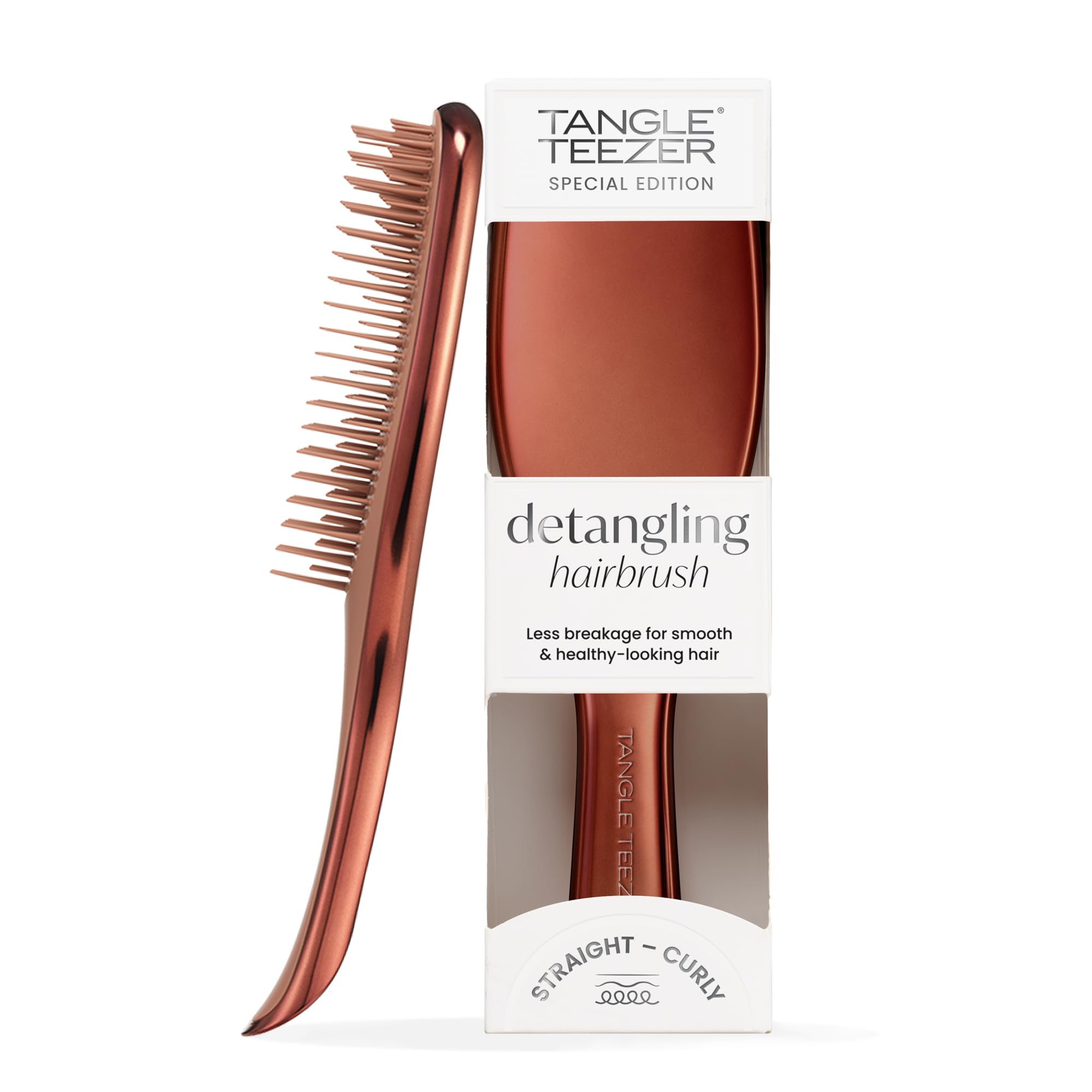 Tangle Teezer Ultimate Detangler Hairbrush - For Wet & Dry Hair - Detangling Brush For All Hair Types - Two-Tiered Teeth Reduce Breakage & Eliminate Knots - Chocolate Bronze Chrome FInish