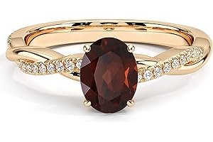 1.00 Carat Oval Cut Garnet & Diamond Twisted Solitaire With Accent Engagement Ring For Women, 14K Rose Gold Plated 925 Silver
