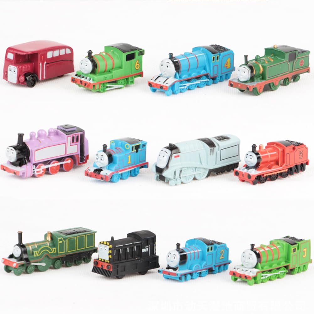 ZPSOSPZ Mini Train Toys, Miniature train ornament,Tho-mas Train Truck Model, Car Toys Mini Jigsaw Puzzle Preschooler Toys, Birthday Gifts for Boys and Girls, 12Pcs