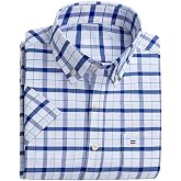 Cromoncent Mens Oxford Short Sleeve Button Down Shirt | Cotton, Collar, Dress shirt, Plaid, Stripe, Solid, Regular fit, Business Casual, Office work, Formal events