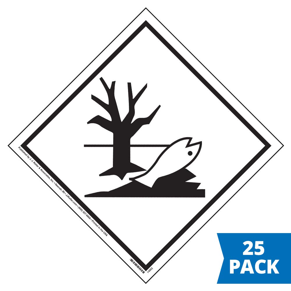 Marine Pollutant Marking Placard 25 Pk 10 75 X 10 75 Removable Self Adhesive Vinyl For Temporary Applications J J Keller Associates Complies With Dot Hazmat Marking Requirements Amazon Com Industrial Scientific