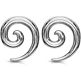 Pierced Owl Stainless Steel Spiral Tapers, Sold as a Pair