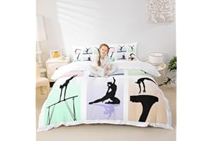 Erosebridal Gymnastics Bedding Sets Full Dance Princess Comforter Cover for Teen Girls, Geometric Checkered Bed Set Colorful 