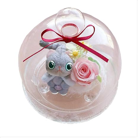 Amazon サウンドアレンジ トゥインクルネコさん トラ プリザーブドフラワー ガラスドーム プリザーブドフラワー オンライン通販