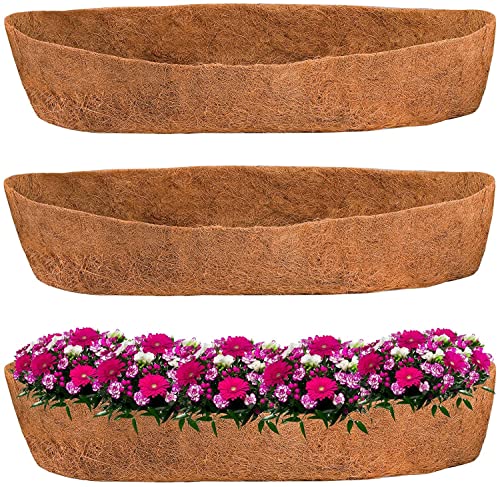 2PCS Trough Coco Replacement Liners,24/30/36/48 Inch Wall-mounted Coco Liner Trough,Coco Liner for Window Box & Hanging Trough Planters (30 Inch-2PCS)