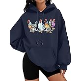 SFHFY Chicken Sweatshirt for Women: Chicken Mom Shirt Lightweight Animal Lover Hoodie Drawstring Country Farm Tops