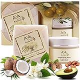 Jasmine Facial Butter Dry Skin Kit - 100% Natural Face and Neck Moisturizer 1.7 oz & Soap 3.4 oz - Shea, Cocoa, Coconut, Olive, Jojoba & Almond Oils Blend Care Set