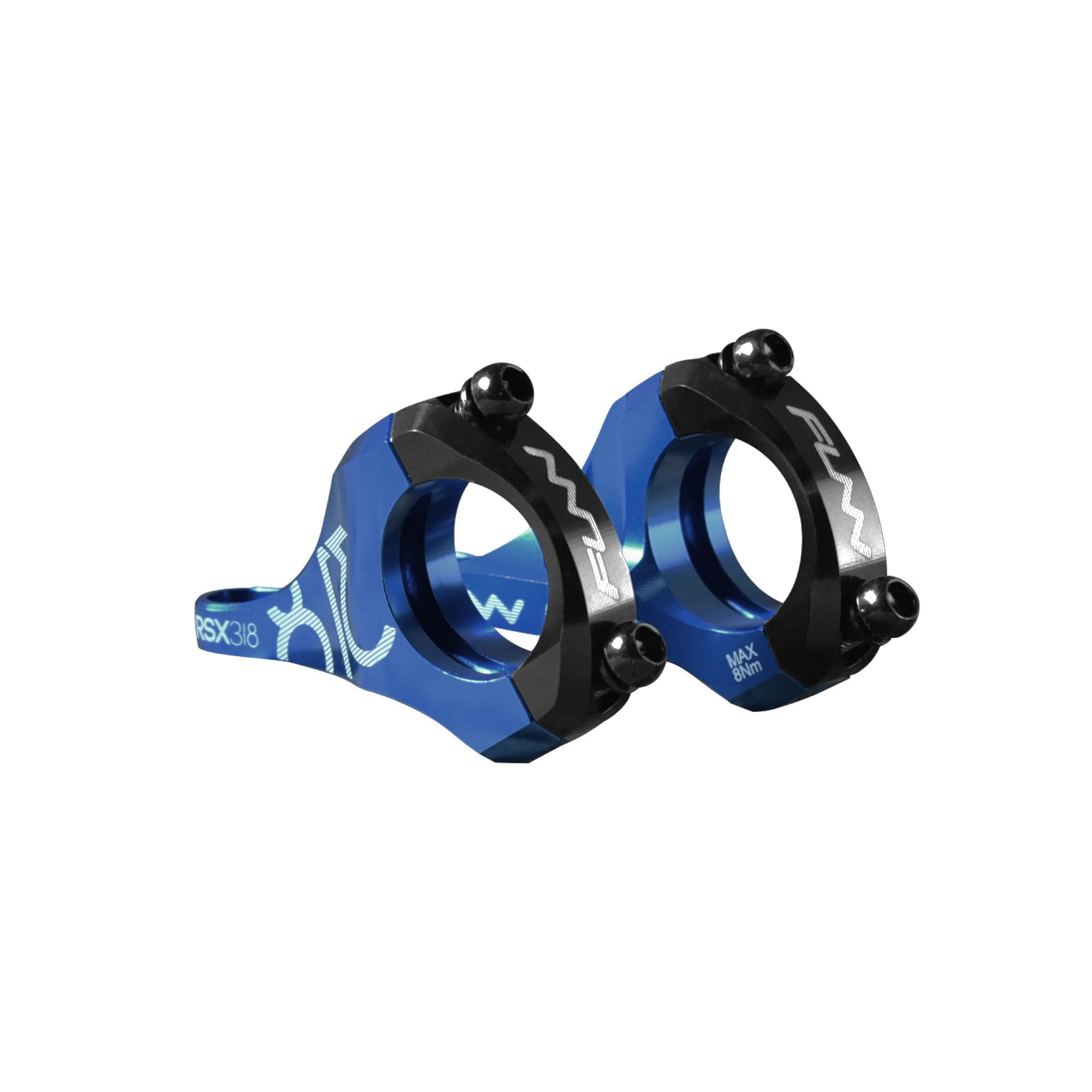 Funn RSX Mountain Bike Direct Mount Bike Stem with 31.8mm Bar Clamp, 2 Pieces Lightweight Split Design for Dual Crown Forks, Adjustable Extension 45-50mm with 20mm Rise (Blue)