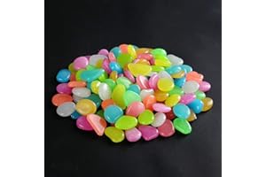 MUZERO Glow in The Dark Rocks, 200pcs Multicolor Garden Pebbles Stone Luminous Fish Tank Aquariums Rocks, Decorations for Walkways, Gardens, Houseplants Powered by Light and Solar