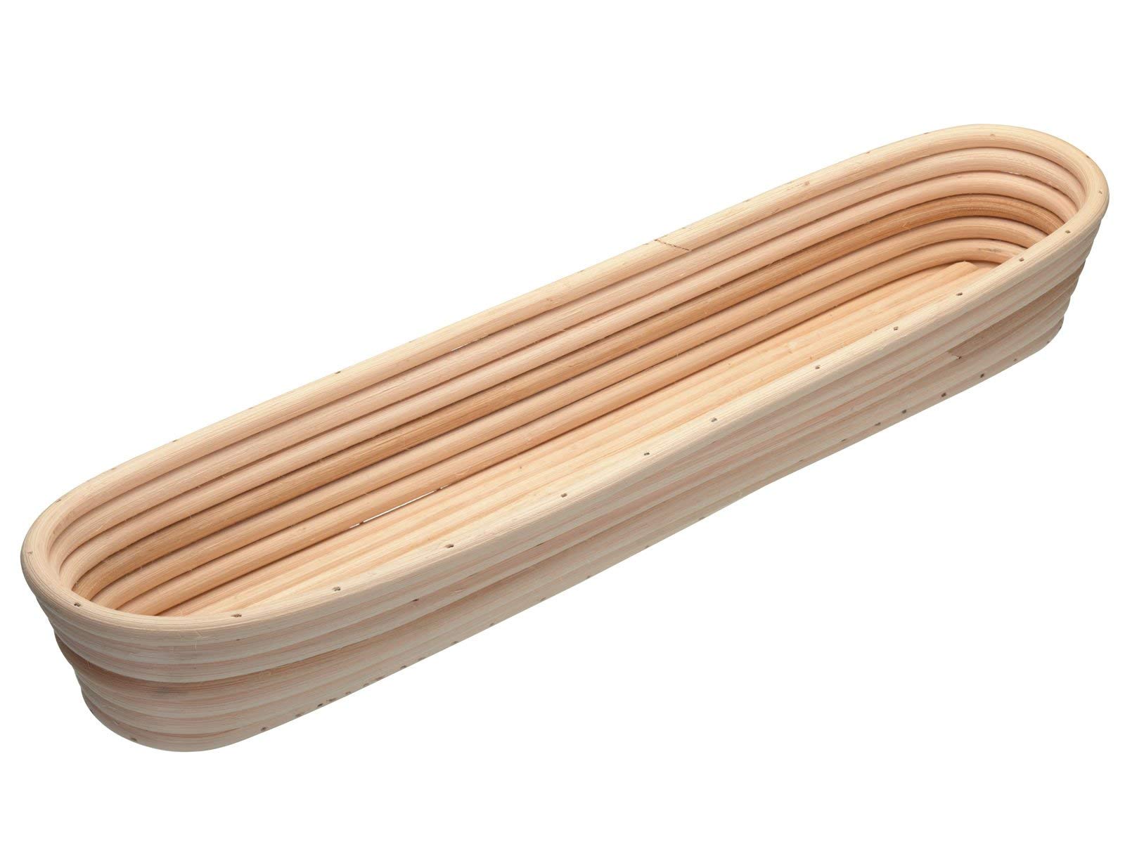 KitchenCraft Home Made Banneton Bread Basket/Proving Basket, Baguette Shaped, Rattan, 44 x 9 cm