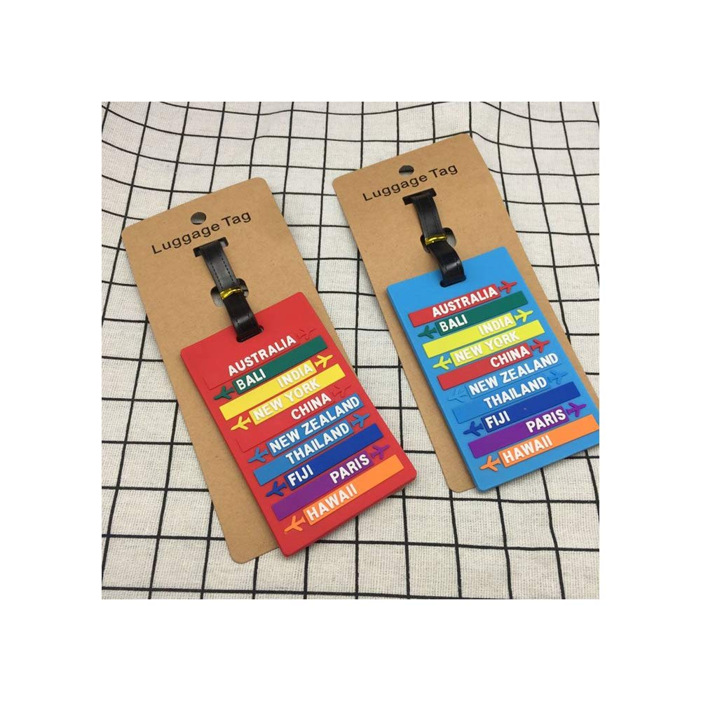 IKAAR 2pcs Travel Luggage Tags with Name ID Card, Silicone Baggage Labels, Suitcase ID Tags, Handbag Tag Labels, Luggage Suitcases Tags for Preventing Loss of Bags and Suitcases (Blue + Red