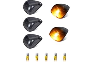 BIFTU LED Cab Lights Smoked Lens Roof Top Clearance Marker Lights with 5Pcs Amber T10 Bulbs Compatible with Ford F250 F350 F450 F550 Super Duty 1999-2007 & 2011-2016
