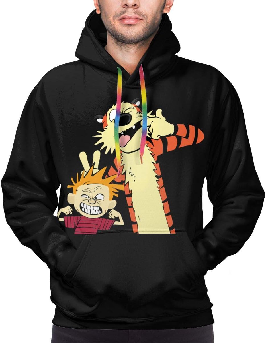 NICHOLAS TOMLINSON Calvin and Hobbes Men Realistic 3D Digital Print Custom Pullover Hoodie Hooded Sweatshirt,