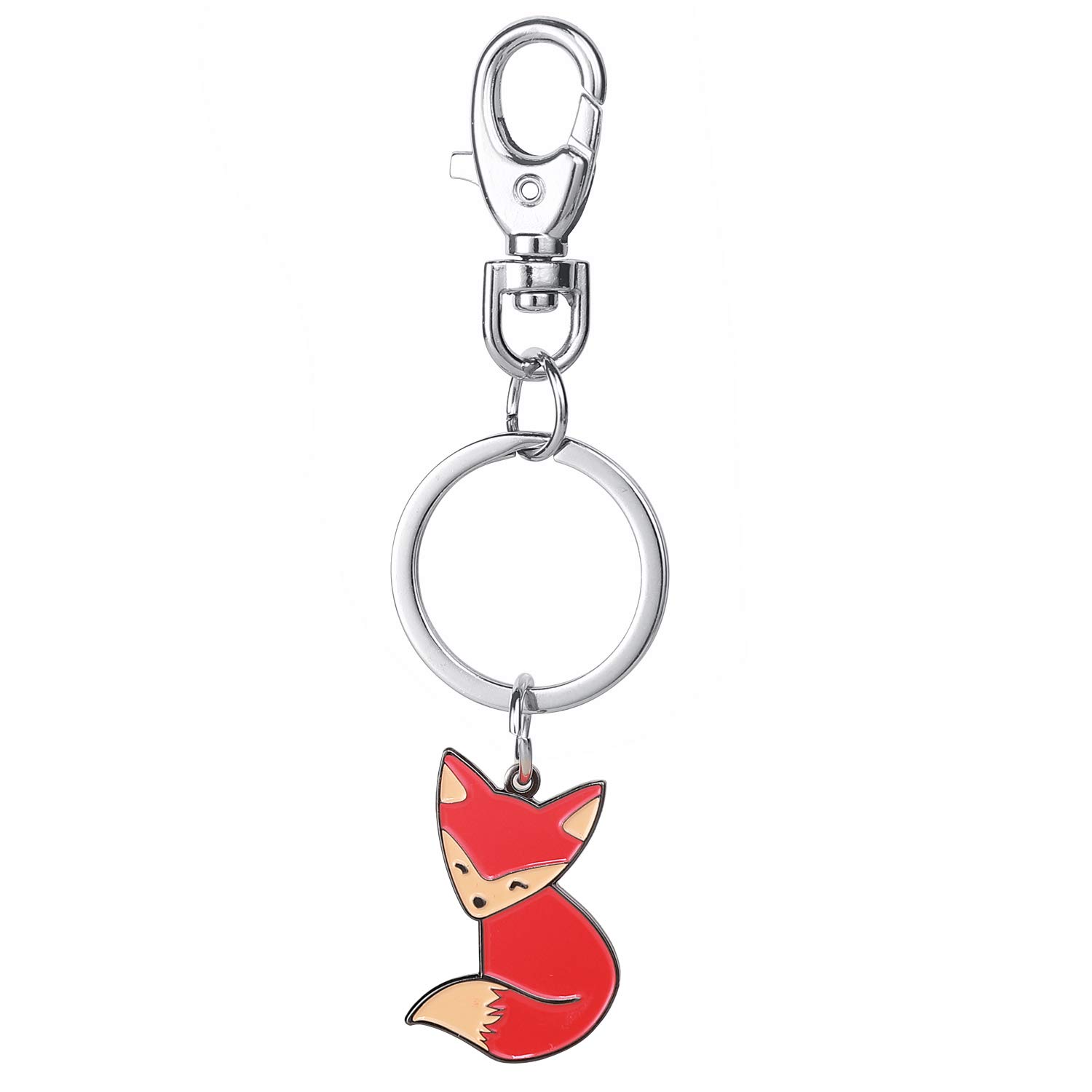 AYOMI Cute Keychain Pendant Men Women Bag Hangings Keyring Animal Shape Style Keychain Novelty Metal Enamel Orange Fox Key Chain Charmed Gifts Keyring for Women Men Girls