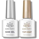 Born Pretty Base &amp; Top Coat Set 2PCS High Glossy Top Coat Base Gel | for Long Lasting Nails Shine Finish,Nail Art DIY Design Manicure Gifts for Women 10ML