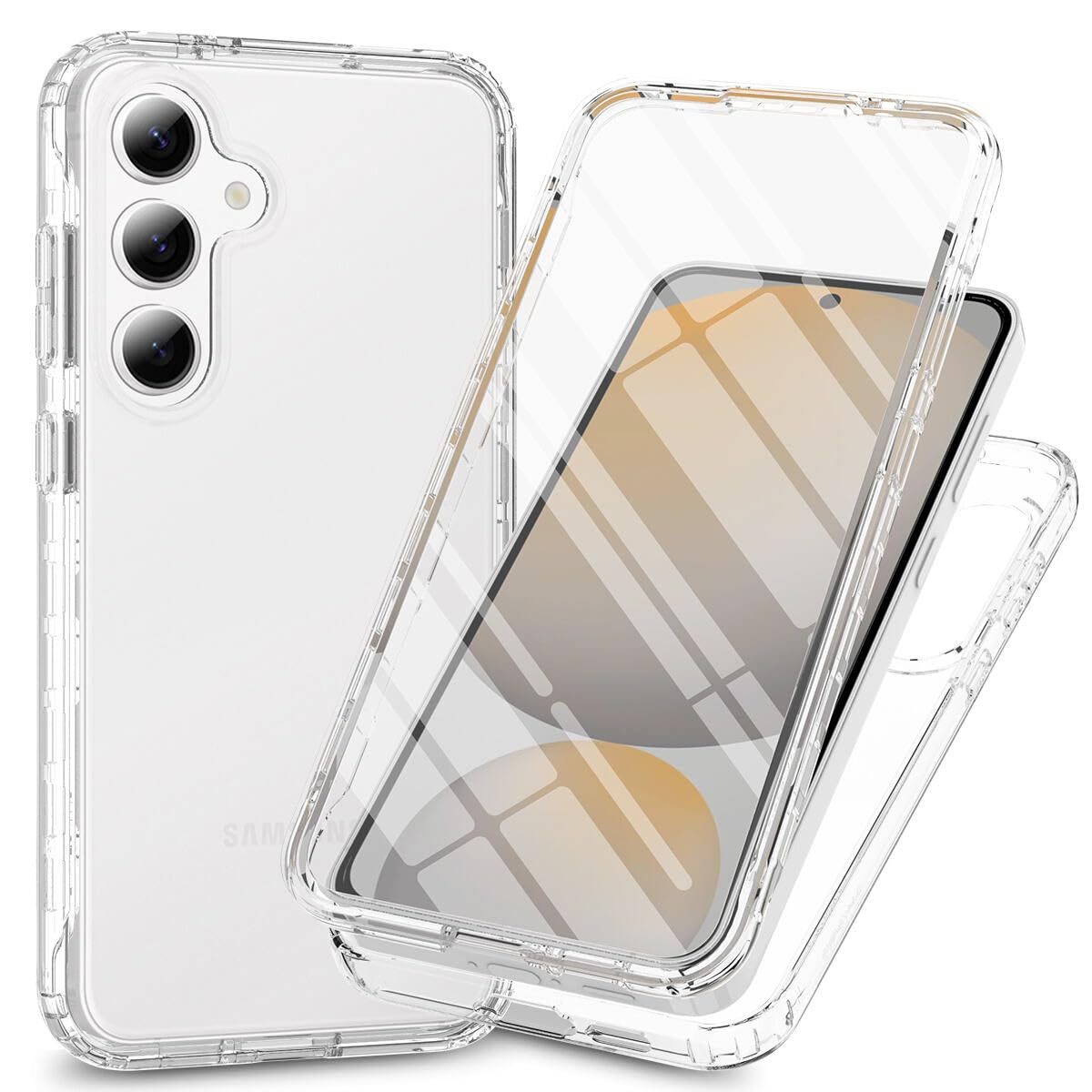 Eilkmcre for Samsung Galaxy S25 5G Case, for Samsung S25 Phone Case with Built-in Screen Protector Clear Slim Back Cover Shockproof Rugged Heavy Duty Bumper Full Body Cover for Galaxy S25, Clear