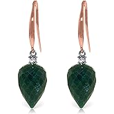 Galaxy Gold GG 14k Solid Gold Fish Hook Earrings with Diamonds and Pointy Briolette Dyed Green Sapphires