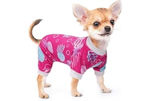 DAFUEN Dog Pajamas for Small Dogs Girl Boy Puppy Pjs Summer Pet Onesies for Chihuahua Yorkie Teacup Cute Soft Material Stretch Able Cat Clothes Outfit Apparel Doggy Jumpsuit