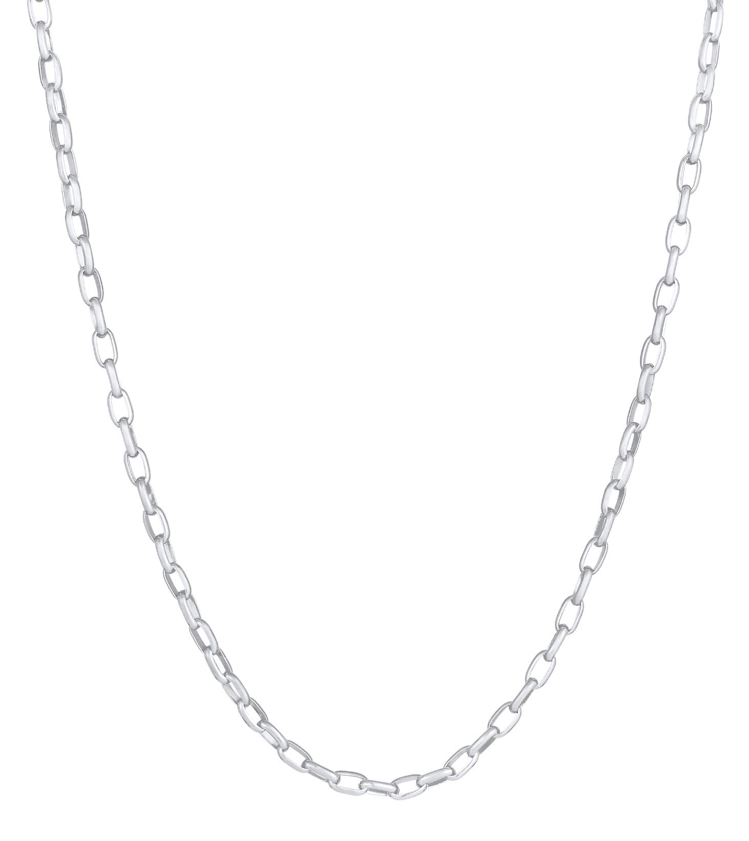 Kuzzoi Exclusive Men's Necklace with Round Anchor Links (5 mm) Polished for Pendant, Solid Links Chain for Man or Boyfriend, Robust Men's Necklace Made of 925 Sterling Silver