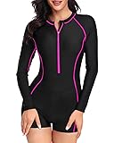 Daci Women Long Sleeve Rash Guard One Piece Boyleg