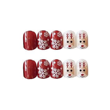 Amazon Com 24 Pcs Oval Fake Nails Short Elk Nail Design Tips With