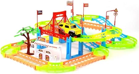 Amazon kani プラレール 車レール 模型レールおもちゃ 電動軌道 百変わりスタイル トラックス ミニカー 知育玩具 百変わりレールセット 車両 レールセット おもちゃ