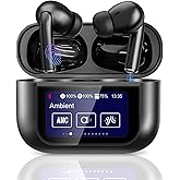 Wireless Earbuds, Earphones Wireless Bluetooth 5.4 In Ear Headphones, 40H Hifi Sound ANC Noise Canceling Earbuds, Touch Screen Ear Buds Multifunctional Headsets for Android/IOS Work Gym Sports (Black)