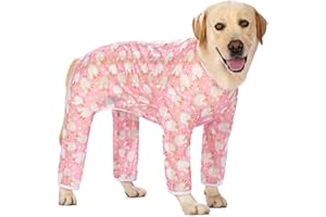 KUKASTER PET Dog Jumpsuit Prevent Shedding Hair Dog Onesie Surgery Recovery Suit Anti Licking Breathable Mesh Pet's Bodysuit, Pajamas for Big Dogs for Large After Surgery Summer(GTX02-pink Sheep-#36)