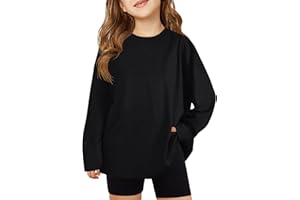 ZDC Girls Oversized Tshirts Kids Long Sleeve Crewneck Shirts Fall Tops Tees 5-14Years