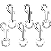 6 Pack Swivel Eye Bolt Snap Hooks for Pet Leash, Scuba Diving, Heavy Duty Clips, Dog Leash, Flag Clips - Single Ended