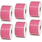 BETCKEY - 2" x 2" Square Labels Compatible with Zebra & Rollo Label Printer,Premium Adhesive & Perforated[Pink, 6 Rolls, 4500 Labels]