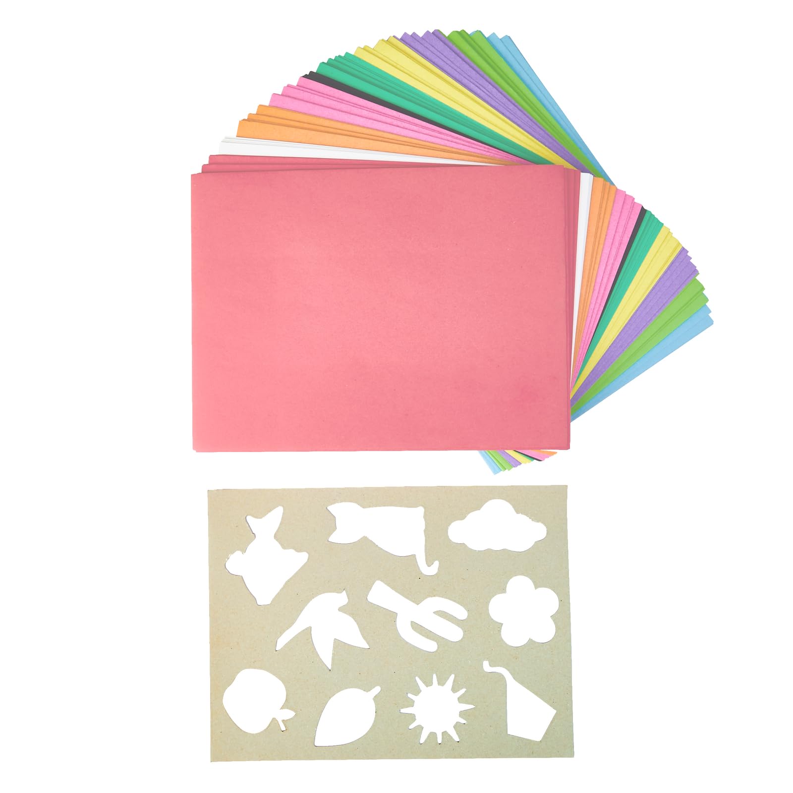 Colorations Lightweight Construction Paper, Value Pack, 10 Colors, 300 Sheets with Bonus Stencil, Everyday Use, Classroom Supplies, Daycare Supplies, Pre-School, at Home use