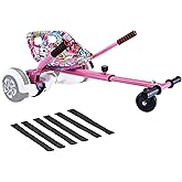 Yabbay Eco-Friendly Hoverboard Seat Attachment | Colorful Printed Seat, Swivel Wheel &amp; Adjustable Length, Fits 6.5", 8", 8.5" &amp; 10" Hoverboards for Kids &amp; Teens