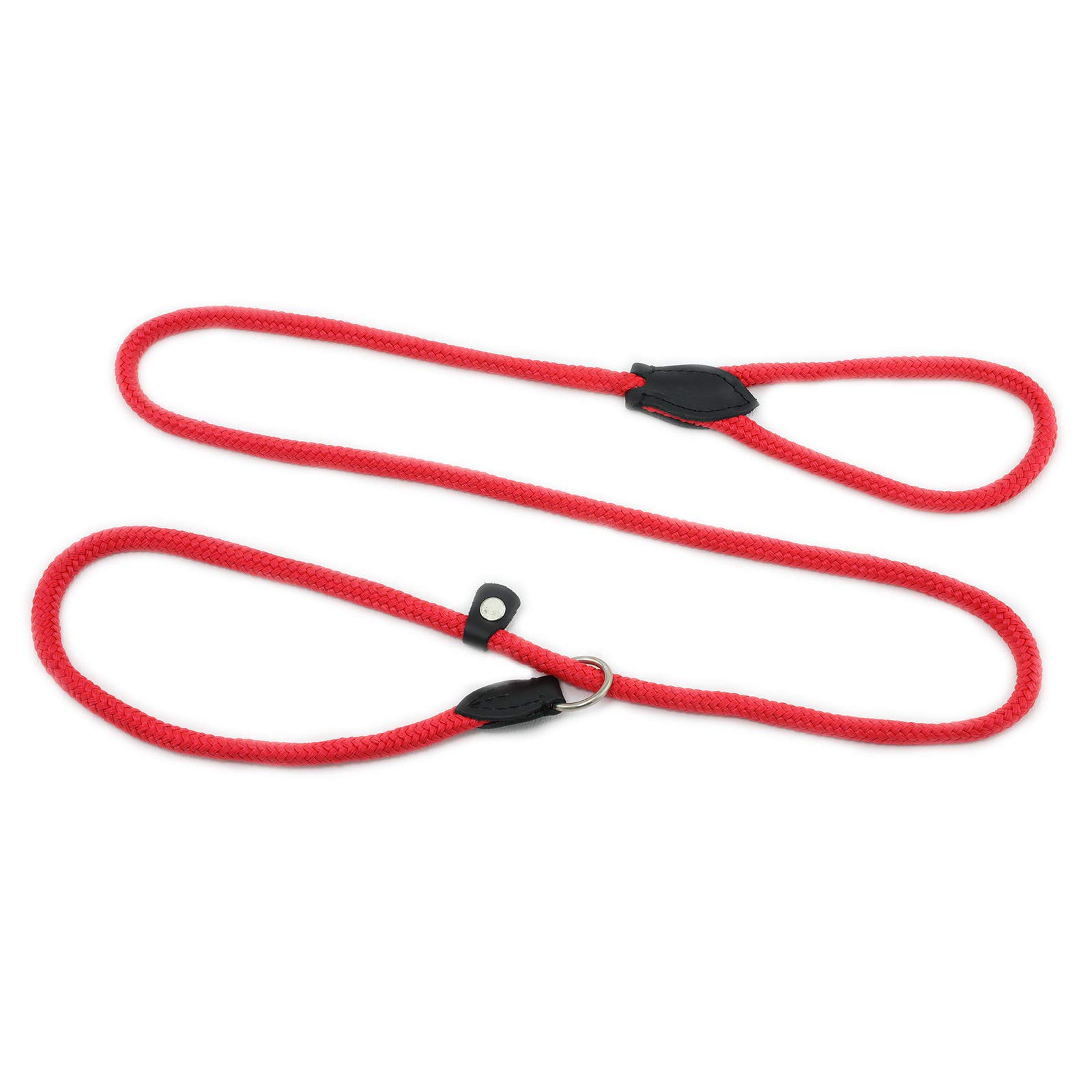 MONKIMAU Slip Lead for Dogs with Adjustable Handle (Red)