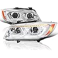 Spec-D Tuning Chrome Dual Projector Headlights with 3D LED Tube and Startup Animation Compatible with 2006-2011 BMW 3-Series E90 Sedan/E91 Wagon, Left + Right Pair Headlamps Assembly