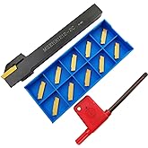 ASZLBYM Lathe Grooving Tool Holder Grooving Cut-Off Tool Holder MGEHR1212-2 With 11pcs MGMN200-G Indexable Carbide Grooving Inserts