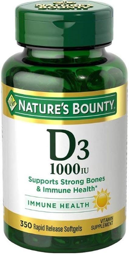 Nature's bounty high potency d3-1000iu vitamin supplement Soft Gel - 350 ct (074312304132)